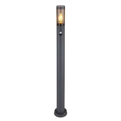 Lampadaire extérieur avec détecteur de mouvement noir en acier inoxydable, Ishara, IP44
