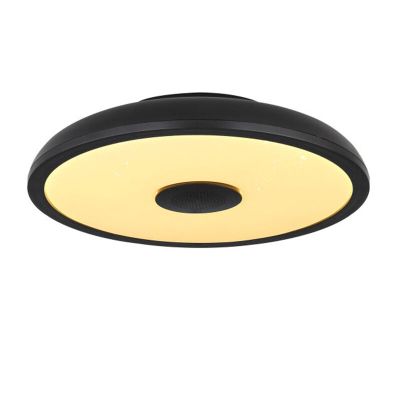 Lampe plafond noire en plastique, Musica, 18W, couleur réglable LED, IP44, avec télécommande