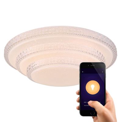 Plafonnier connecté blanc en métal, Aldin, 30W, blanc chaud à froid réglable LED