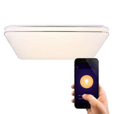 Plafonnier connecté blanc en métal, Alison, 48W, blanc chaud à froid réglable LED