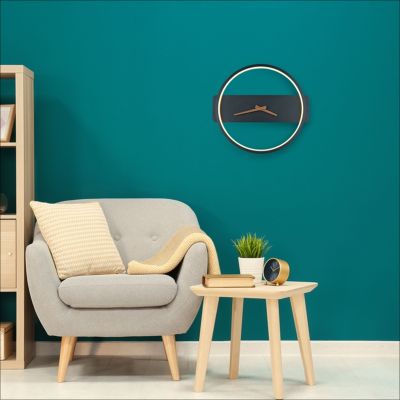 Applique murale noire avec horloge, Sybe, 12W, 3000K LED