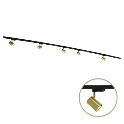 3M système d'éclairage sur rail monophasé laiton + 5 Elena spots sur rail