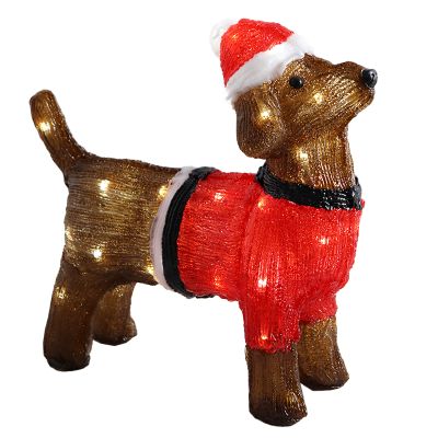 Chien de Noël en acrylique, LED - 38 cm