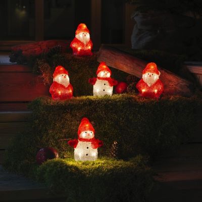 3 Pères Noël LED et 2 bonhommes de neige LED, pour l'intérieur et l'extérieur