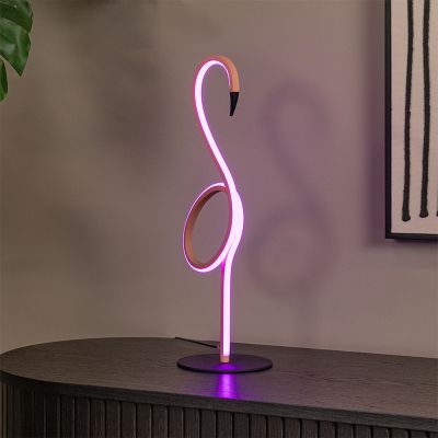 Lampe de table moderne rose, Flamingo, 5,5W, RGB LED, avec télécommande