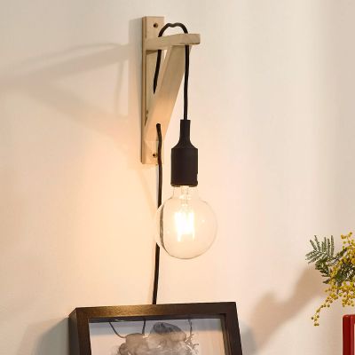 Applique murale en bois noire, Fix, avec interrupteur