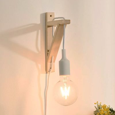 Applique murale en bois blanche, Fix, avec interrupteur