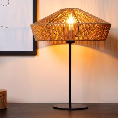 Lampe de table en rotin bois, Yunkai, avec interrupteur