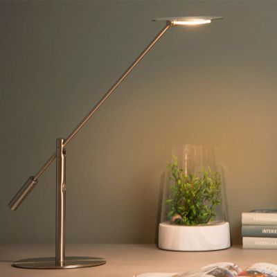 Lampe de bureau moderne chromée, Anselmo, 9W, 3000K LED, avec variateur tactile