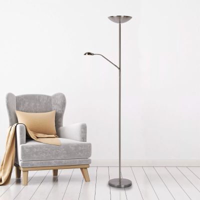 Lampadaire liseuse moderne chromé, Zenith, 20W, 3000K LED