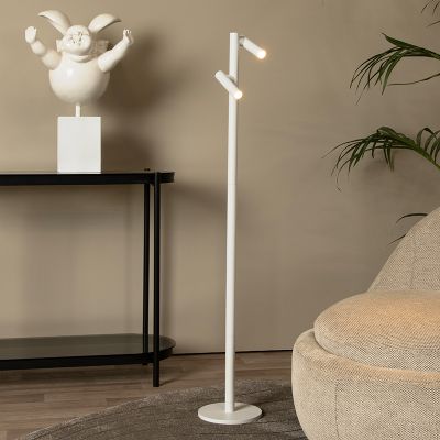 Lampadaire rechargeable moderne blanche, Antrim, 2,2W, 2700K LED, IP54, avec variateur tactile