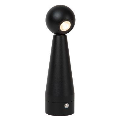 Lampe de table rechargeable moderne noire, Ipsos, 3W, dim to warm LED, avec variateur tactile