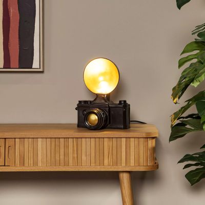 Lampe de table rétro noire, Extravaganza Camera, avec interrupteur