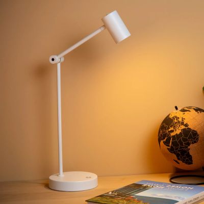 Lampe de table rechargeable moderne blanche, Tipik, 3W, 2700K LED, avec variateur tactile