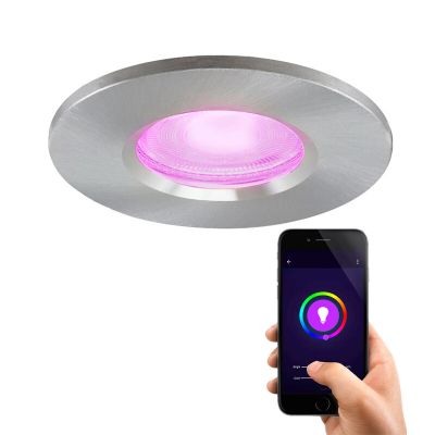 Spot encastré connecté chromé moderne, Jule, IP65, 4,5W, RGBW
