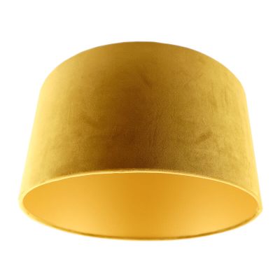Abat-jour en velours jaune Melanie, Tissu, moderne