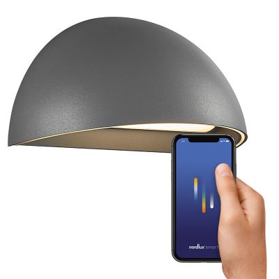 Luminaire extérieur connecté moderne gris, Arcus Smart, 9,5W, 2700K LED, IP54