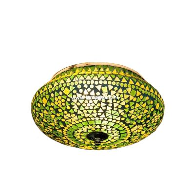 Lampe plafond orientale verte mosaïque, Mimoun