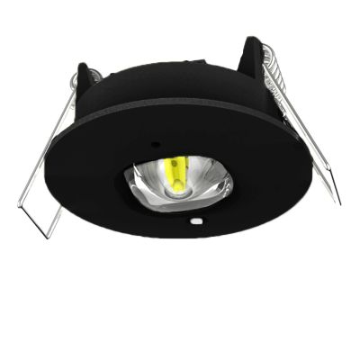 Spot encastrable noir pour éclairage de secours, 1W, LED 6000K, IP22