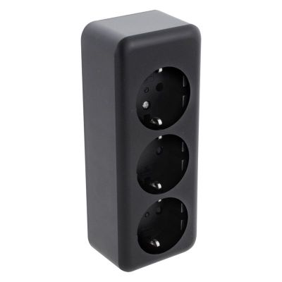 Prise de courant en saillie Q-Link 3 voies, avec protection enfants et contact de terre, noir