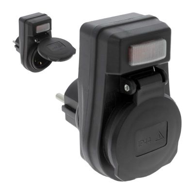 Prise interrupteur terre Lampe 10 / 16A IP44 Noir