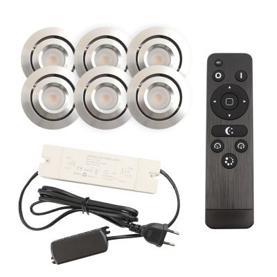 6 spots veranda orientable Rona, IP44, avec kit de connexion et télécommande, chromé