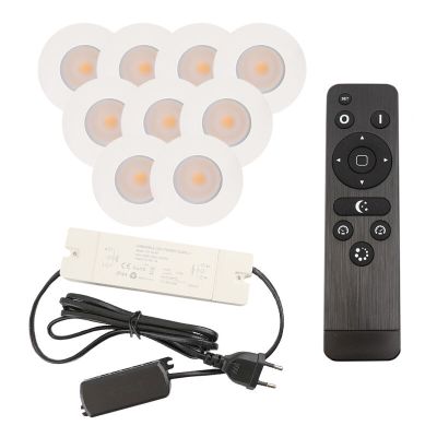 9 spots encastrés veranda blanc Dico, IP65, avec kit de connexion et télécommande