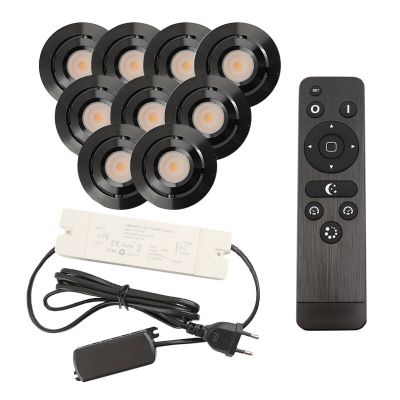 9 spots veranda orientable Rona, IP44, avec kit de connexion et télécommande, noir