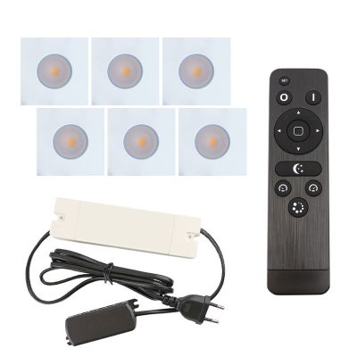 6 spots encastrés veranda carrés blanc Dico, IP65, avec kit de connexion et télécommande