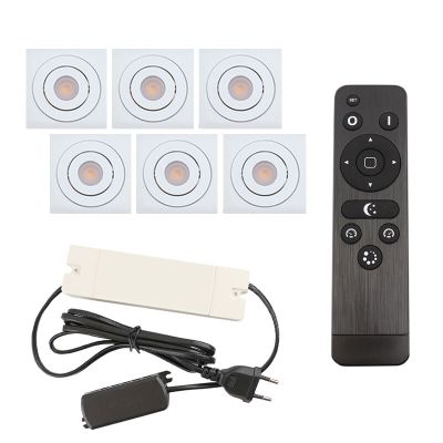 6 spots veranda orientable Rona carré, IP44, avec kit de connexion et télécommande, blanc