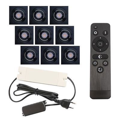 9 spots veranda orientable Rona carré, IP44, avec kit de connexion et télécommande, noir