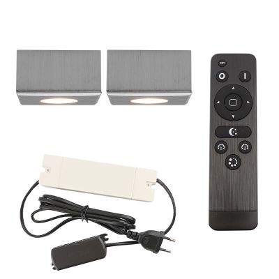 2 spots en saillie veranda carrés chromés Fredo, IP44, avec kit de connexion et télécommande