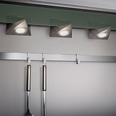 Éclairage sous meuble cuisine en métal nickel, Zerdali, 3W, 3000K LED, avec interrupteur