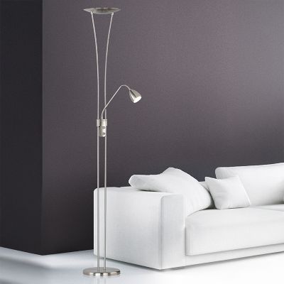 Lampadaire classique nickel, Stijn, 20W, 3000K LED, avec interrupteur