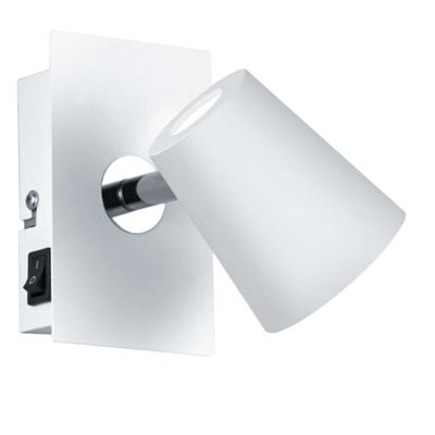 Spot mural en verre blanc, Laysha, 6W, 3000K LED, avec interrupteur