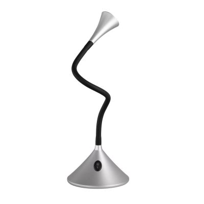Lampe de bureau moderne argentée, Yelaisa, 3W, 3000K LED, avec interrupteur