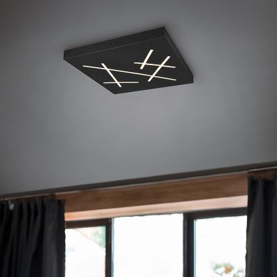 Lampe plafond design noire, Eelco, 24W, blanc chaud à froid réglable LED, gradable en 3 étapes