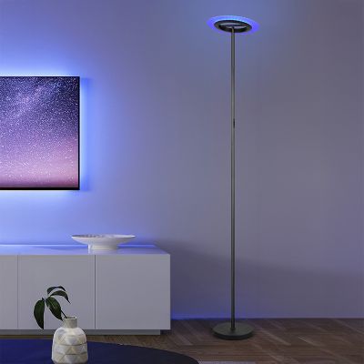 Lampadaire moderne noir, Sanjeev, 16,5W, RGBW LED, avec télécommande