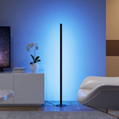 Lampadaire moderne noir, Giliam, 11W, RGB LED, avec télécommande