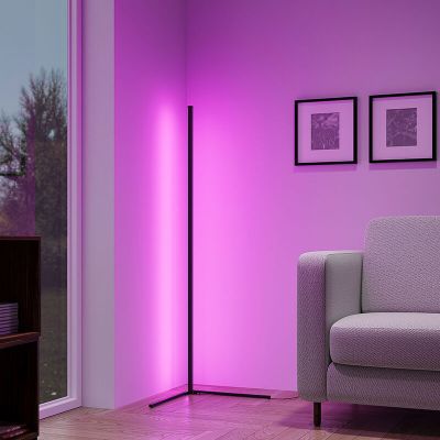 Lampadaire moderne noir, Erdal, 10W, RGB LED, avec télécommande