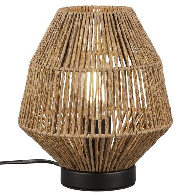 Lampe de table en rotin marronne, Fleurtje, avec interrupteur