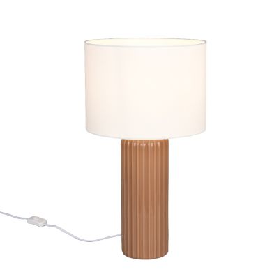Lampe de table en céramique marronne, Nannette, avec interrupteur