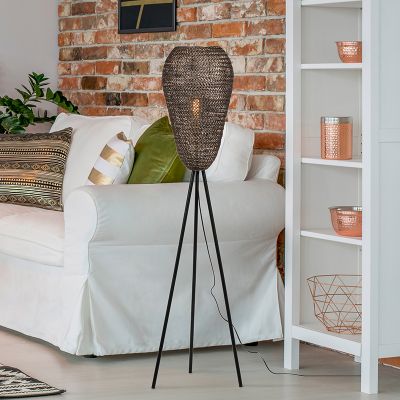 Lampadaire rustique laiton, Mohcine, avec interrupteur