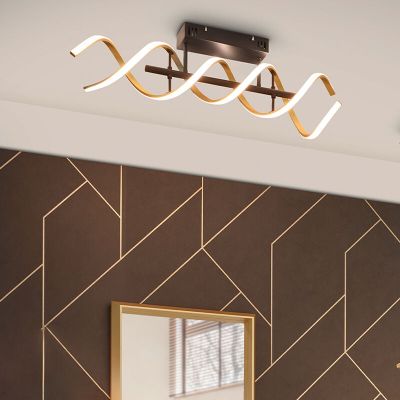 Plafonnier design laiton, Sylvian, 41W, blanc chaud à froid réglable LED, gradable en 3 étapes