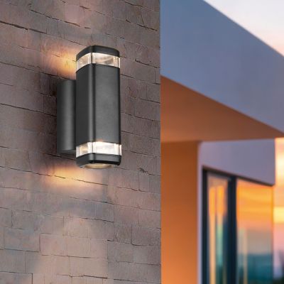 Applique up and down moderne noire, Poonam, IP44