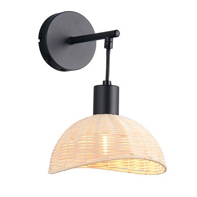 Applique murale en rotin marronne, Sijmen, avec interrupteur