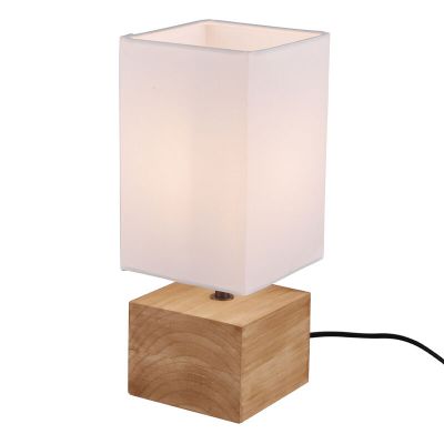 Lampe de table en bois marronne, Job, avec interrupteur