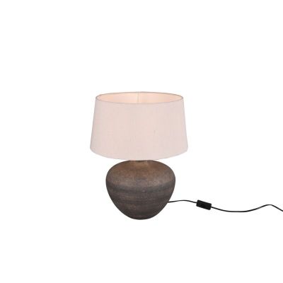 Lampe de table en céramique marronne, Ulo, avec interrupteur