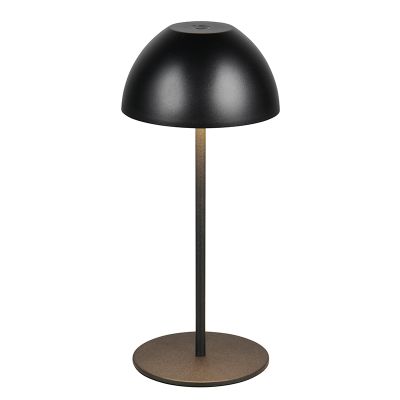 Lampe de table rechargeable en plastique noire, Mikhail, 2W, 3000K LED, IP44, avec variateur tactile