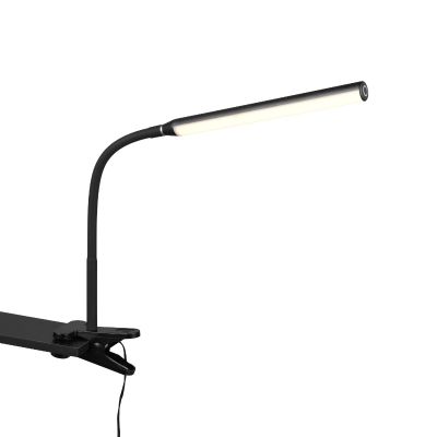 Lampe à pince moderne noire, Rommert, 5W, blanc chaud à froid réglable LED, avec variateur tactile